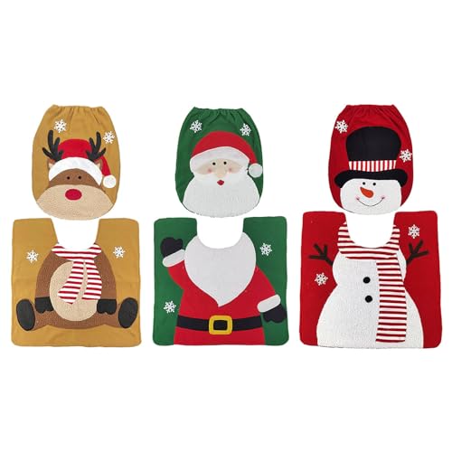 Christmas Snowman Toilet Seat Cover and Mat Bathroom Set W600