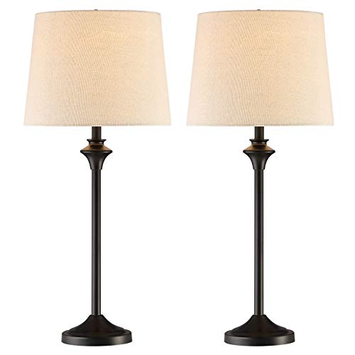 Black Table Lamps Set of 2 with Fabric Shade N6254
