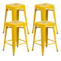 Yellow Backless Metal Barstool Set of 4 W42549