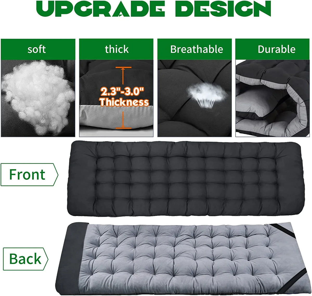 Oversized XXL Folding Camping Cot with Cushion & Carry Bag V412