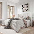 Queen Size Velvet Upholstered Bed Frame with Wingback Headboard S37388