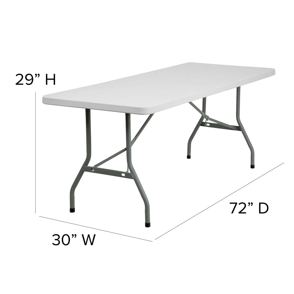 6-Foot Granite White Plastic Folding Table S481866