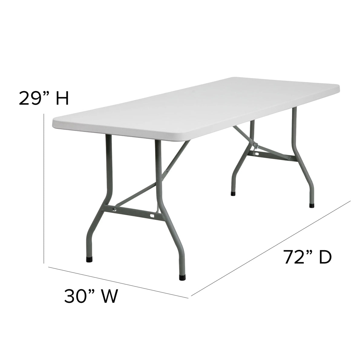 6-Foot Granite White Plastic Folding Table S481866