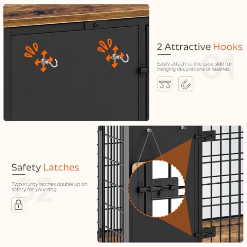 Foldable White and Walnut Wooden Dog Crate Furniture G90331