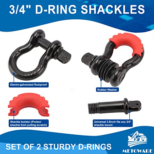 10 Ton Winch Snatch Block Pulley, Tree Saver Strap and D Ring Shackles F487273