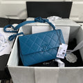 Blue Grained Leather Shoulder Bag A4140