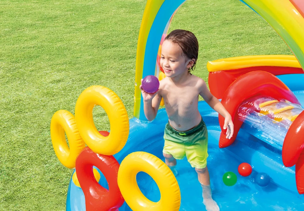 Rainbow Ring Inflatable Play Center with Slide S24753