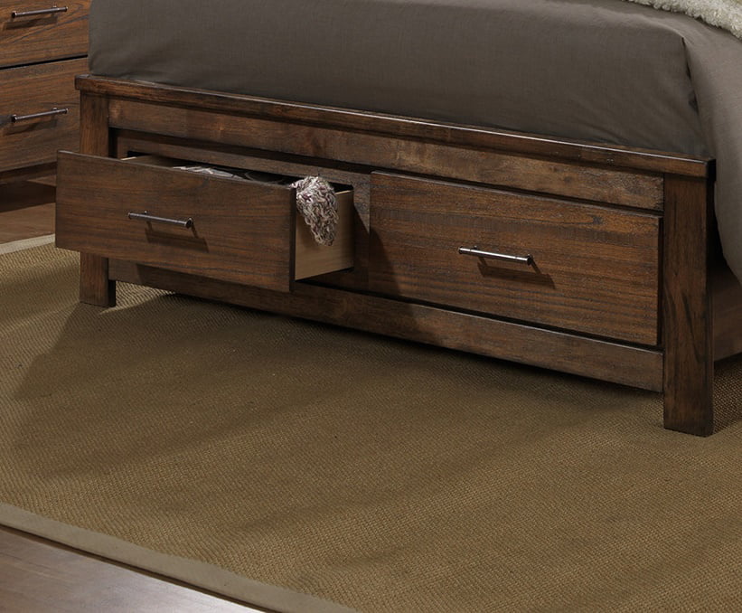 Natural Wood Finish Eastern King Size Bed with Storage Drawers L102