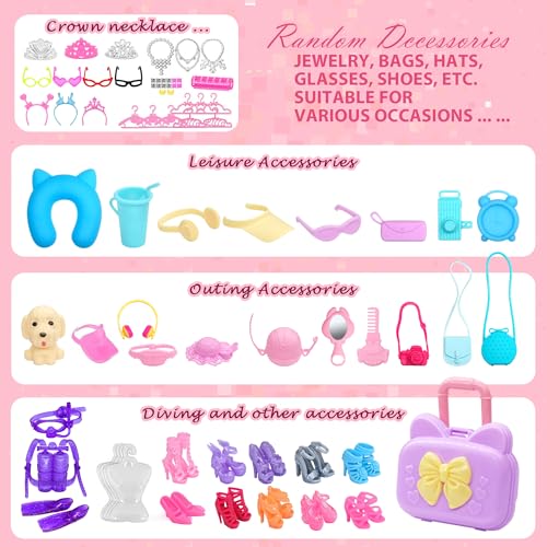 Doll Clothes and Accessories with Princess Gowns Dresses Shoes V1912