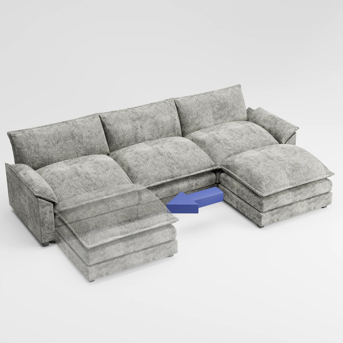 Gray L-shaped Sectional Sofa with Reversible Chair E3926