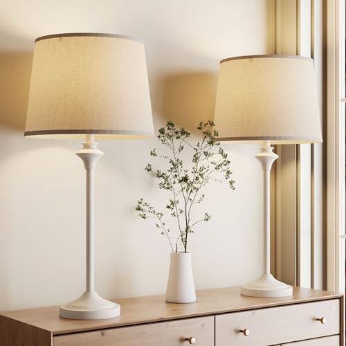 Black Table Lamps Set of 2 with Fabric Shade N6254