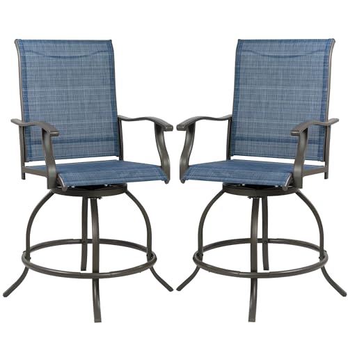 High Swivel Counter Height Patio Bar Stools (Aqua) Y775538