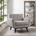 Light Gray Herringbone Fabric Armchair Q1558