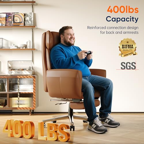 Ergonomic Chair with Footrest, Reversible Armrests, Brown T3584