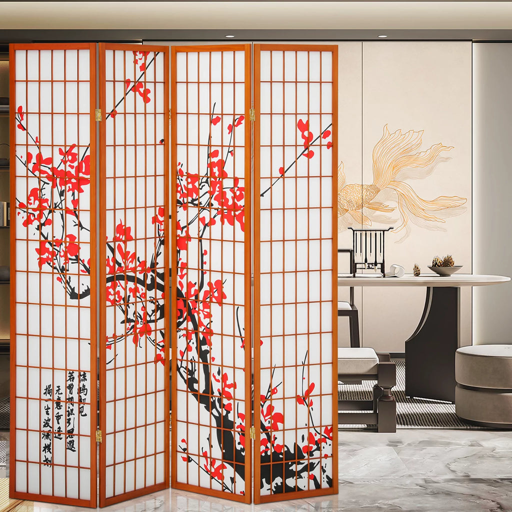 5.8 ft Tall 4 Panel Wood Room Divider K611