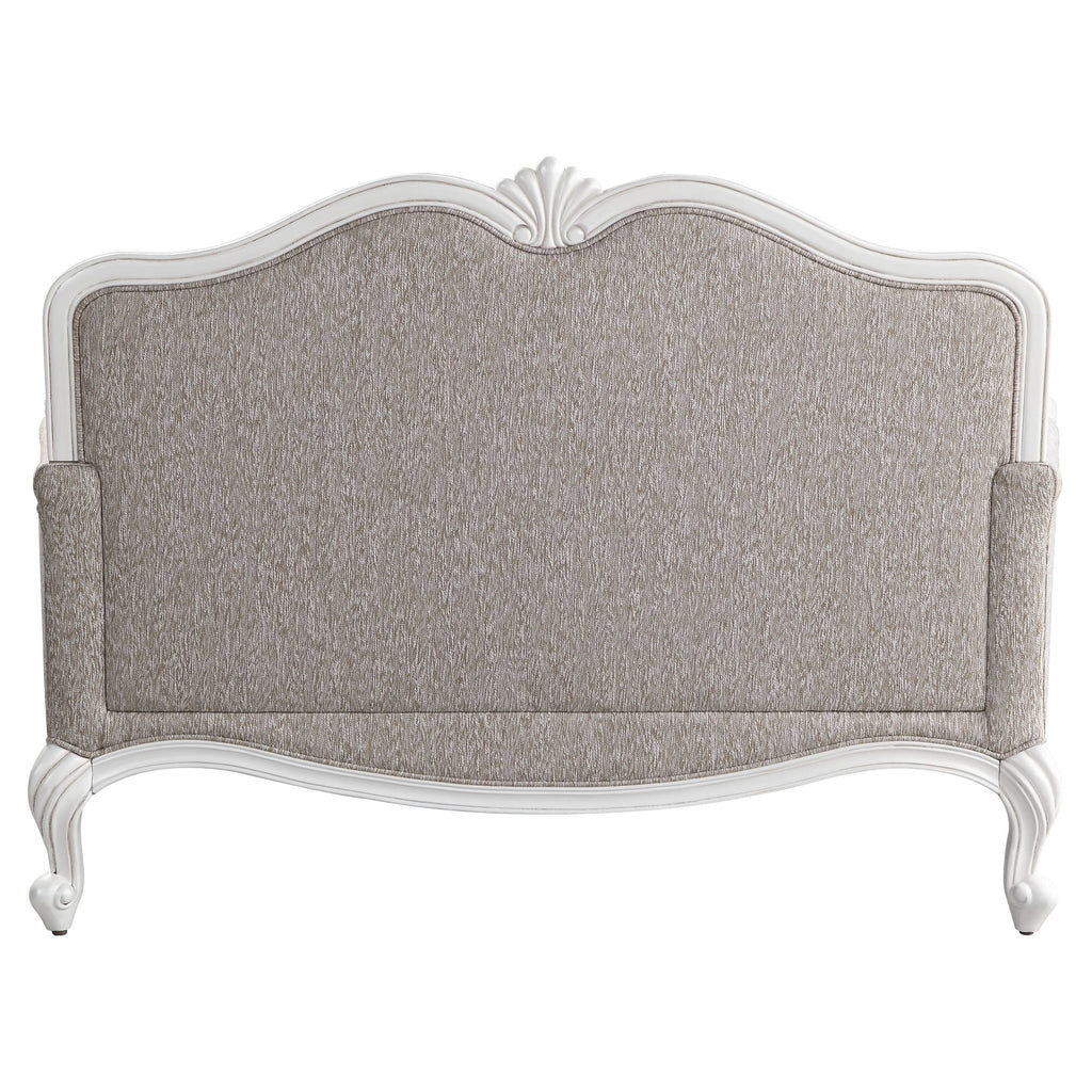 Beige and White Loveseat with 3 Pillows U129