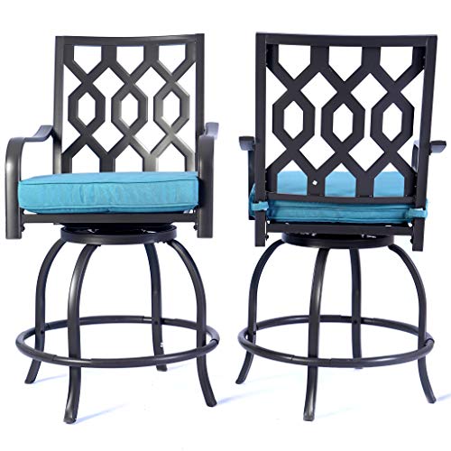 High Swivel Counter Height Patio Bar Stools (Aqua) Y775538
