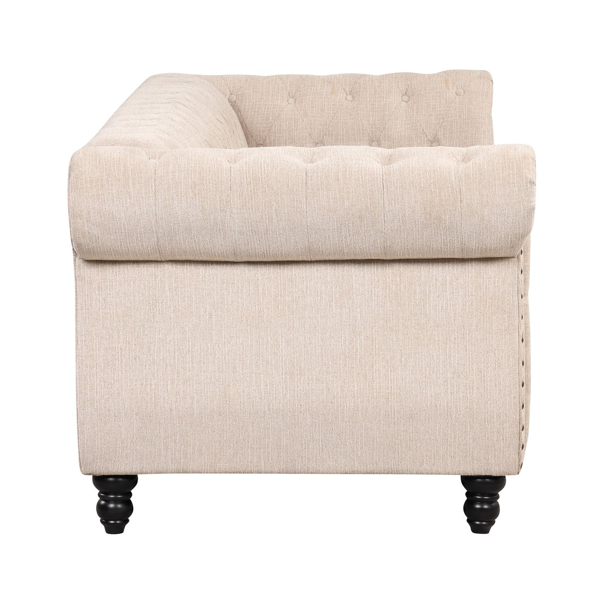 3 Seater Button Tufted Upholstered Sofa with Rolled Arms G2497