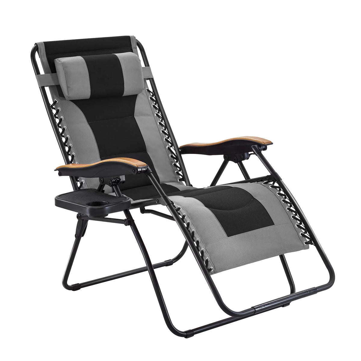 Gray Zero Gravity Padded Folding Chair with Cup Holder X486385
