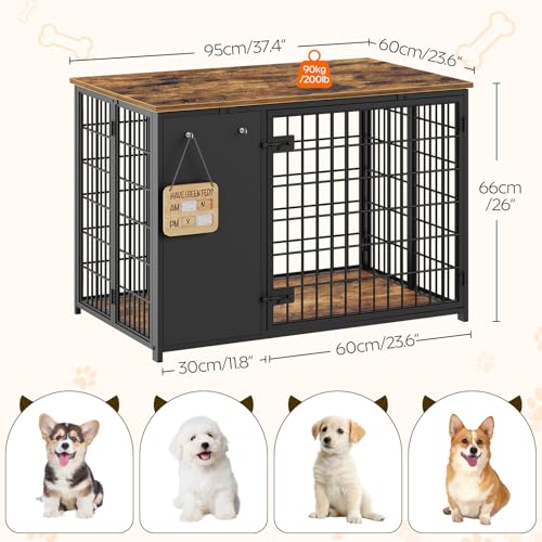 Foldable White and Walnut Wooden Dog Crate Furniture G90331