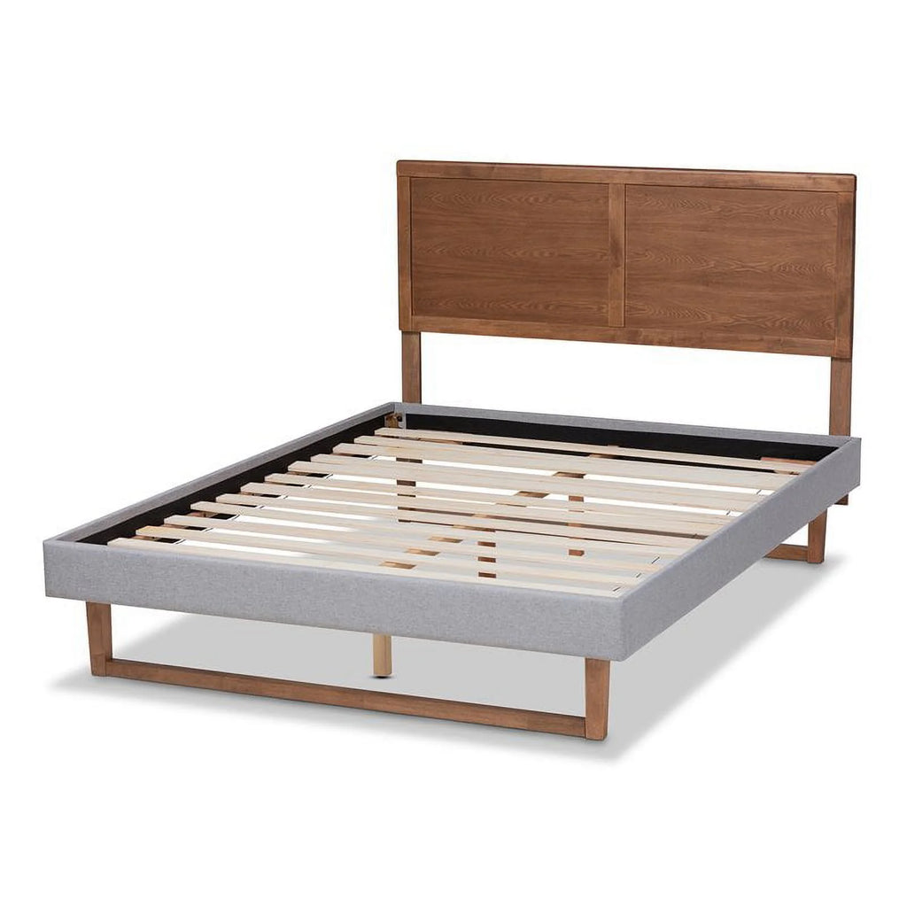 King Size Light Gray Upholstered Wood Platform Bed X5876