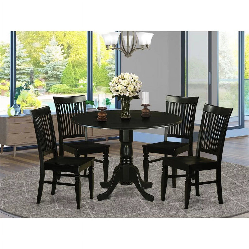 5-piece Wood Kitchen Table and Chair Set in Black O596