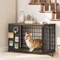 Foldable White and Walnut Wooden Dog Crate Furniture G90331