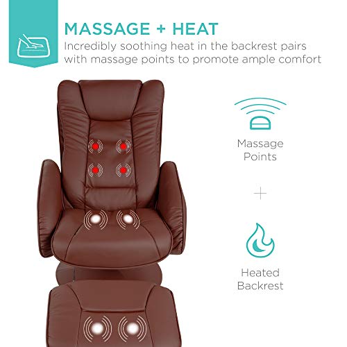 Brown Faux Leather Electric Massage Recliner with Stool O54037