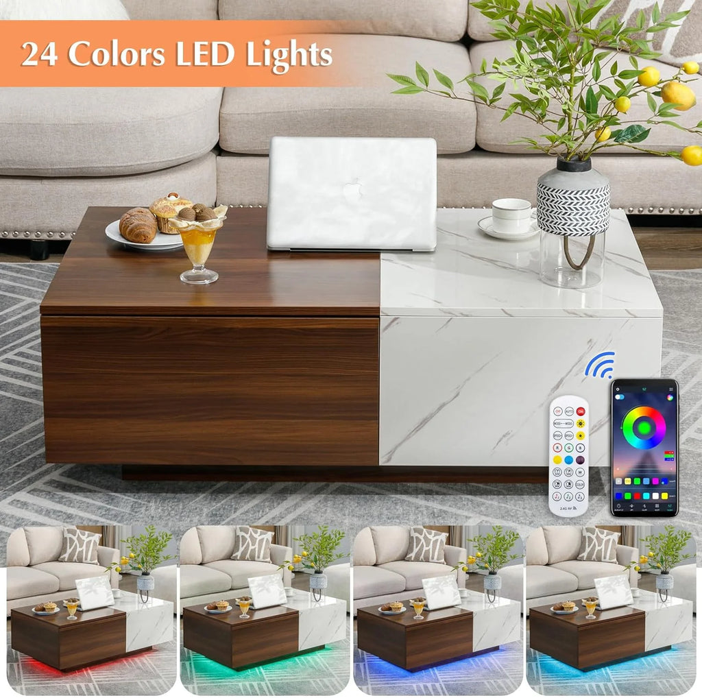 43" LED Coffee Table with 2 Storage Drawers W3874