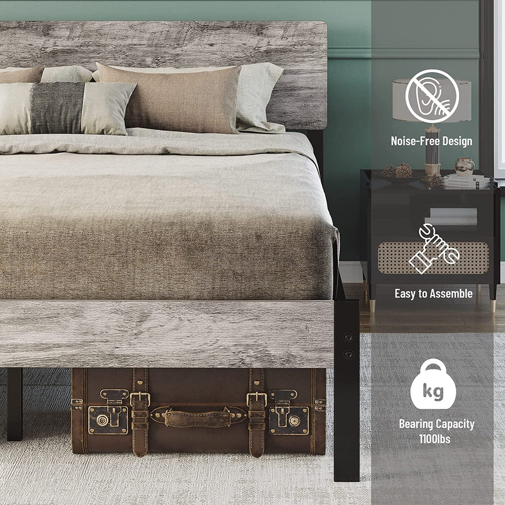 Queen Platform Bed Frame with Headboard and Under-bed Storage N63663