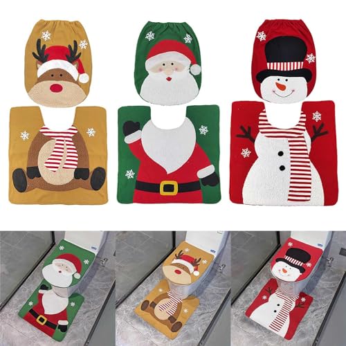 Christmas Snowman Toilet Seat Cover and Mat Bathroom Set W600
