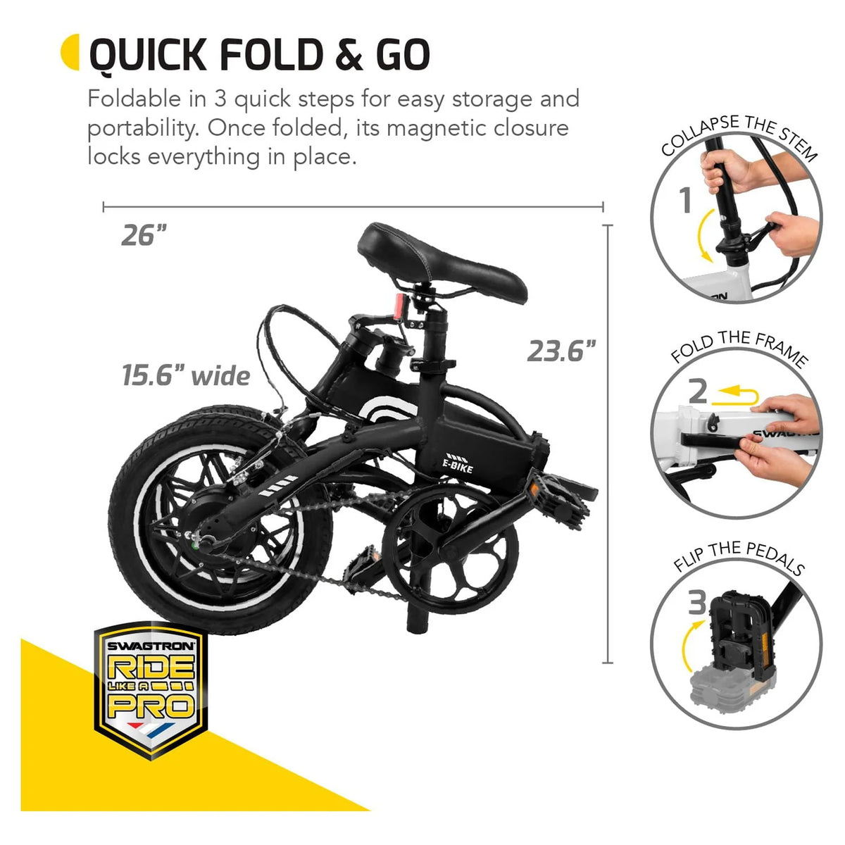 Lightweight Aluminum Folding Electric Bike with Pedals F42194
