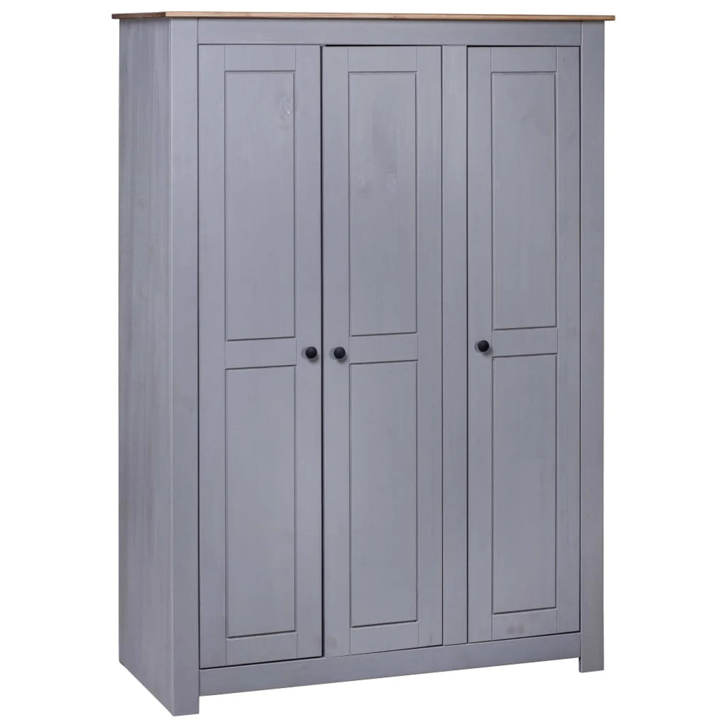 3-Door Gray Pine Wardrobe O91699