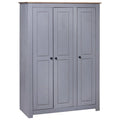 3-Door Gray Pine Wardrobe O91699