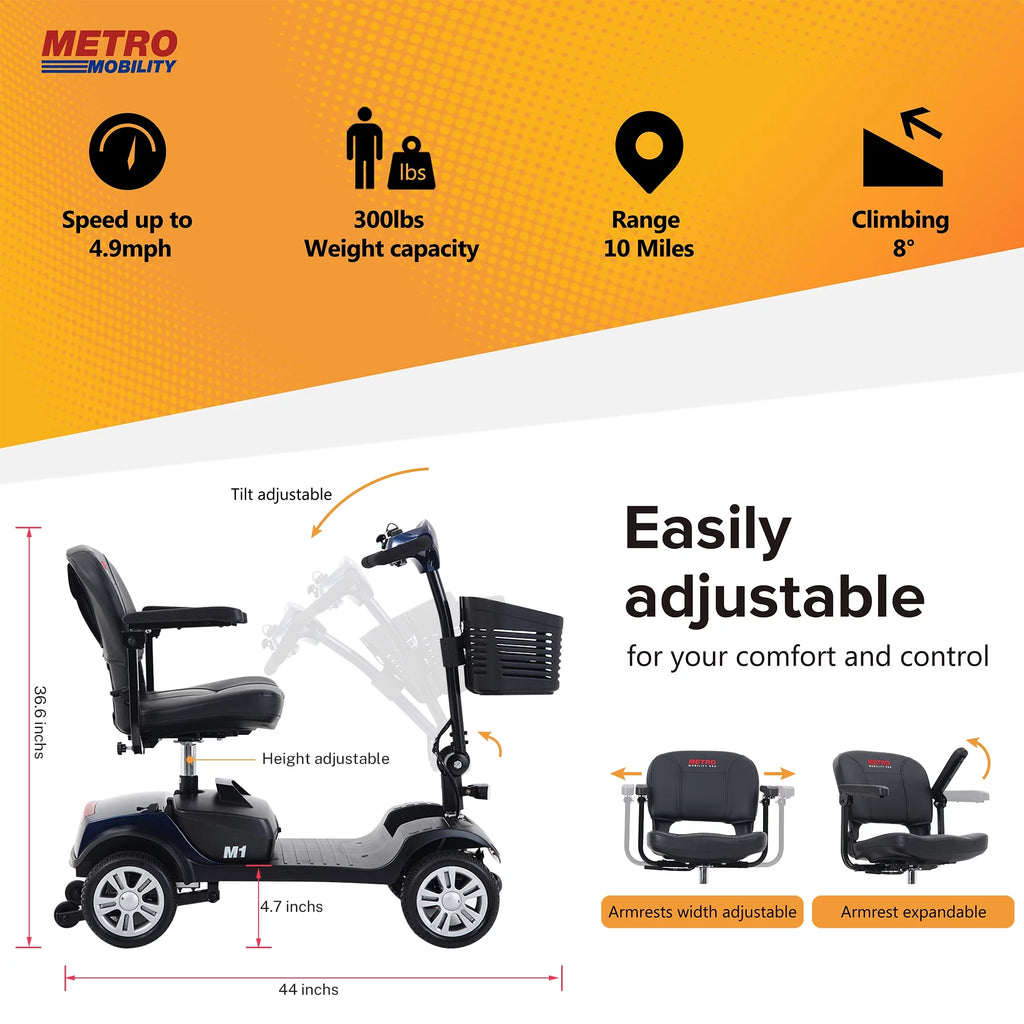 Heavy Duty Electric Mobility Scooter with Detachable Basket M675