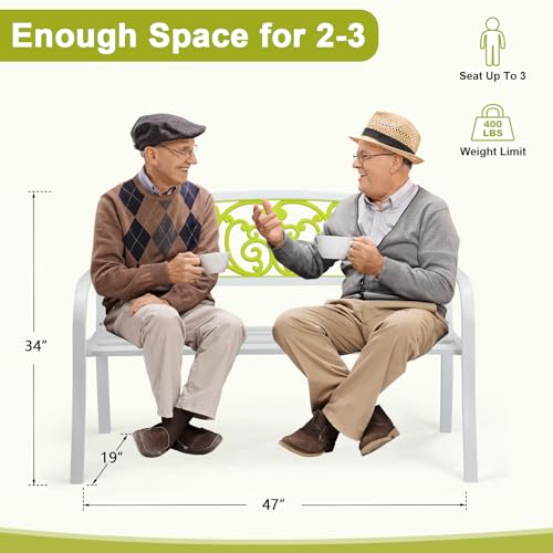 Outdoor Bench with Plastic Floral Design Backrest N35877