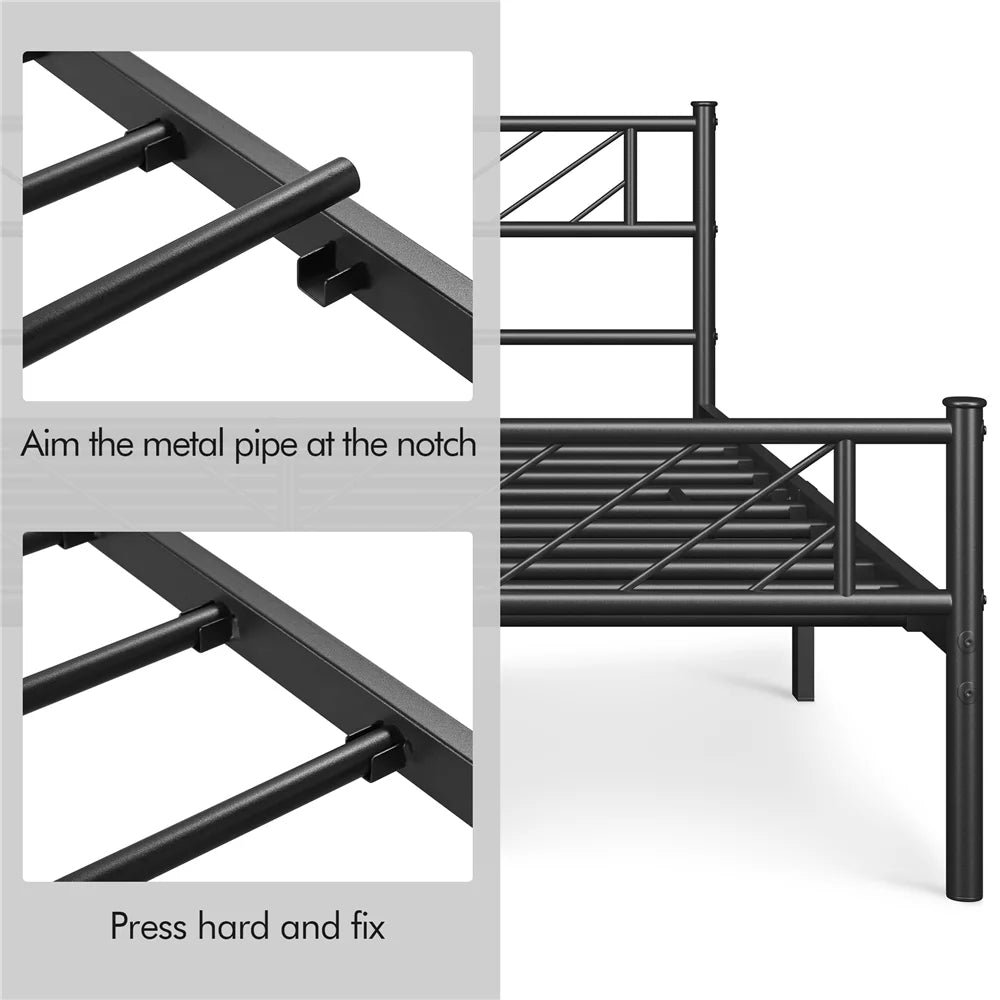 Black Full Size Metal Platform Bed Frame with Headboard and Footboard U492