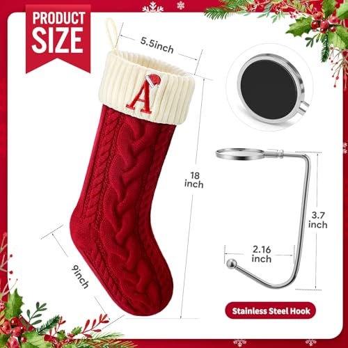 Large Embroidered Knit Christmas Stocking with Hook L443