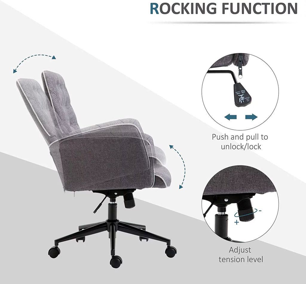 Dark Gray Tufted Linen Home Office Chair B306