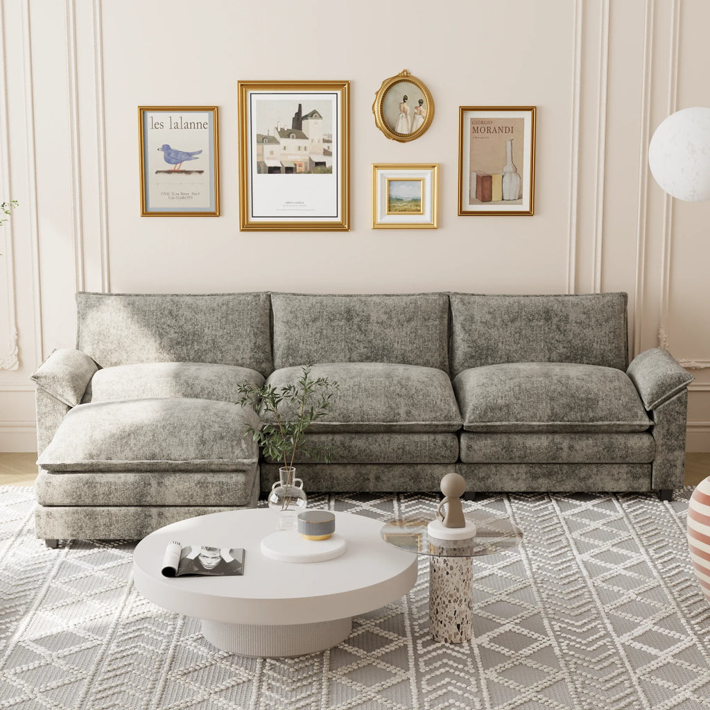 Gray L-shaped Sectional Sofa with Reversible Chair E3926